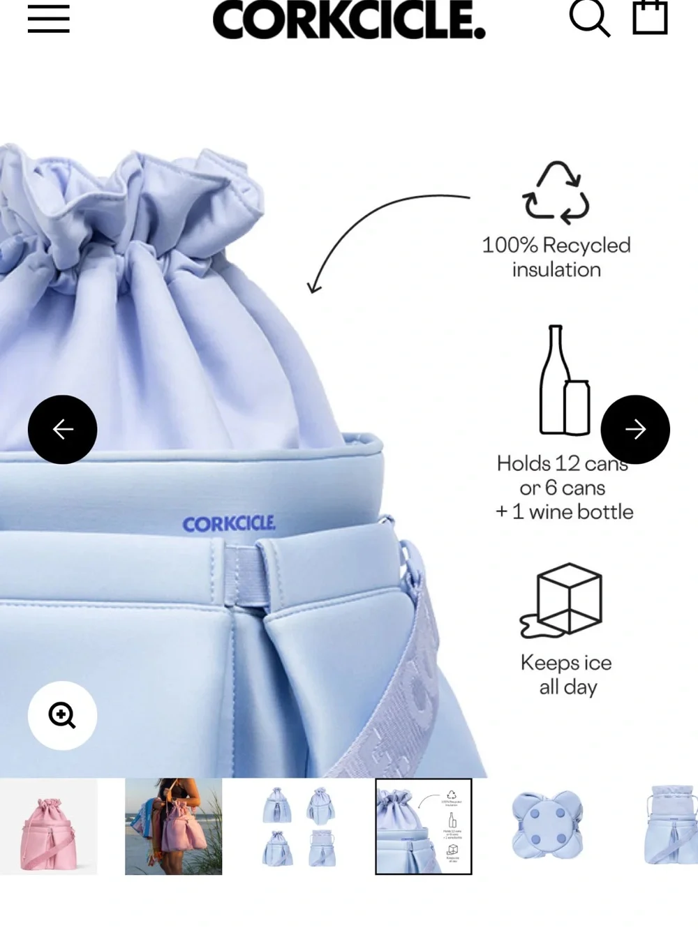 Corkcicle Blush Pink Beverage Bucket Bag